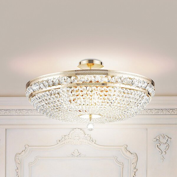 Maytoni Таванно осветление Ottilia, Ø 65 cm, златист цвят, кристал, Затъмняване, Злато / месинг, Дневна/трапезария, Метал, Античен