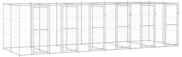 VidaXL Външна клетка за куче, поцинкована стомана, 14,52 м²