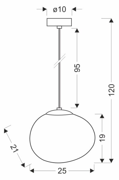 BRILAGI - Полилей на кабел PEBBLES 1xE27/40W/230V Ø 25 см черен