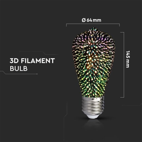 LED 3D Декоративна крушка FILAMENT ST64 E27/3W/230V 3000K