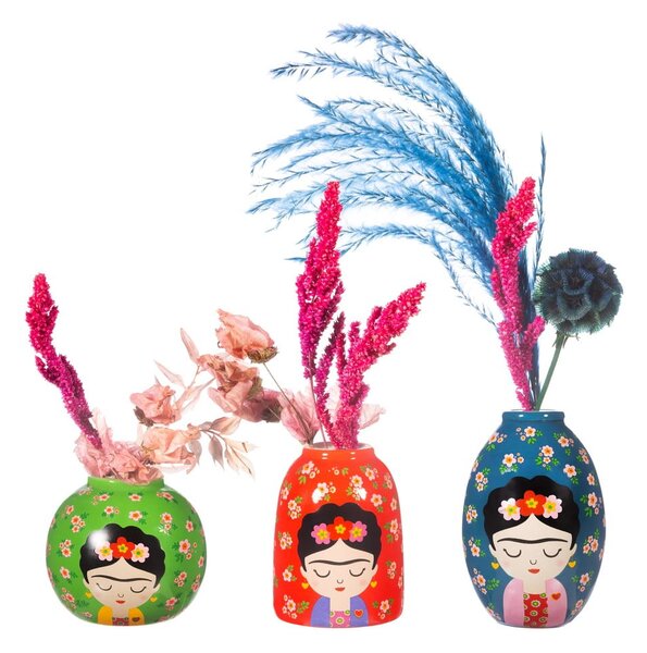 Керамични вази в комплект от 3 бр. (височина 8 cm) Floral Frida – Sass & Belle