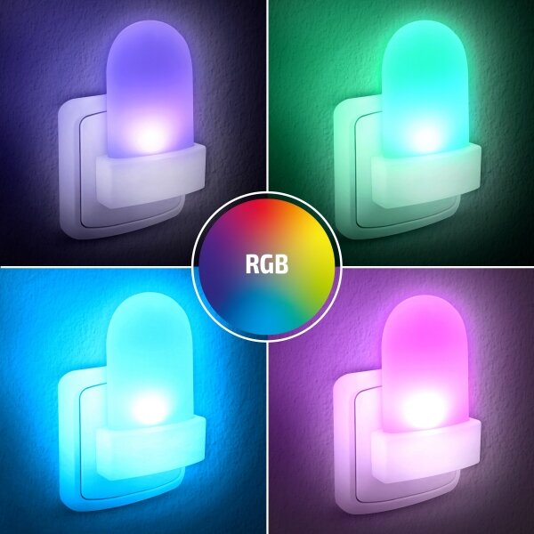 Solight WL910 - LED RGB Лампа за ориентация за контакт със сензор LED/0,5W/230V