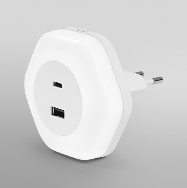 Osram - LED нощна лампа за контакт с USB LUNETTA LED/15W/230V