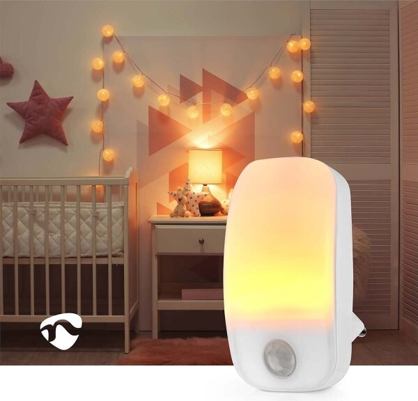 Nedis LNLW10WT - LED Ориентираща лампа за контакт със сензор за движение LED/0,55W/230V