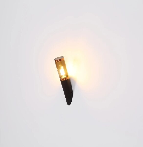 Globo 3157BC - Екстериорен аплик BOSTON 1xE27/23W/230V IP44 черен/меден