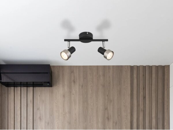 Globo 57917-2N - Спот MASON 2xGU10/25W/230V черен/сребрист
