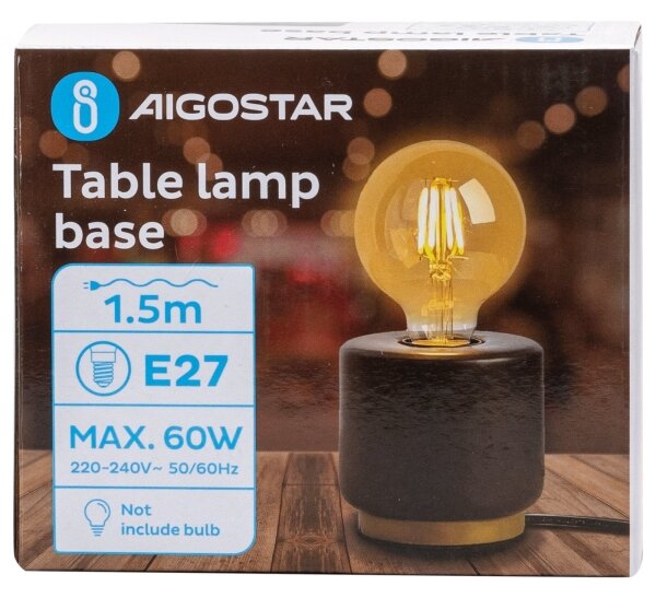 Aigostar - Настолна лампа 1xE27/60W/230V черен