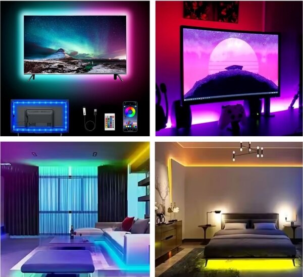 LED RGB Димируема лента LED/6W/5V USB 2 м + дистанционно управление