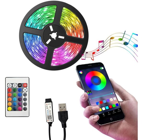 LED RGB Димируема лента LED/6W/5V USB 2 м + дистанционно управление