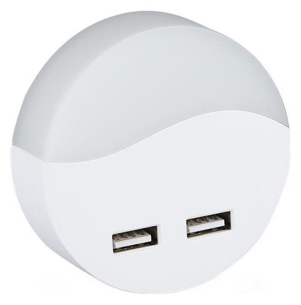LED Нощна лампа за контакт със сензор за здрач 2xUSB LED/0,45W/230V 3000K