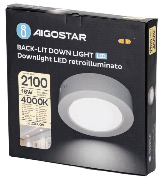 Aigostar - LED Плафон за повърхностен монтаж LED/18W/230V Ø 22,6 см 4000K бял