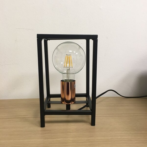 ONLI - Настолна лампа FLOKI 1xE27/15W/230V 20 cm черен/меден