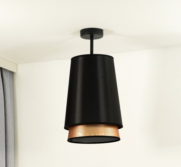 Duolla - Полилей за повърхностен монтаж BELL SHINY 1xE27/15W/230V Ø 25 см черен/меден