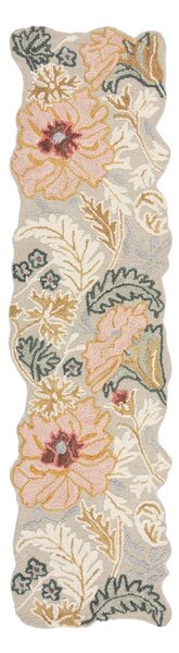Светлорозова ръчно изработена вълнена пътека 60x230 cm Daphne Shaped Floral – Flair Rugs