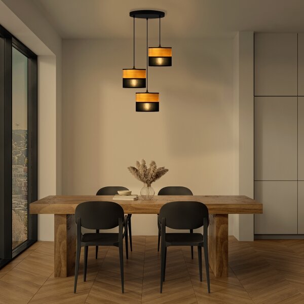 Полилей на кабел ALBA 3xE27/15W/230V Ø 40 cm черен/кафяв
