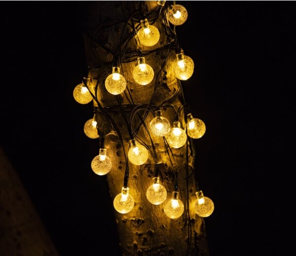 LED соларна декоративна верига BUBBLE GLASS 20 LED/8 функции 4,85 м 600 mAh IP44