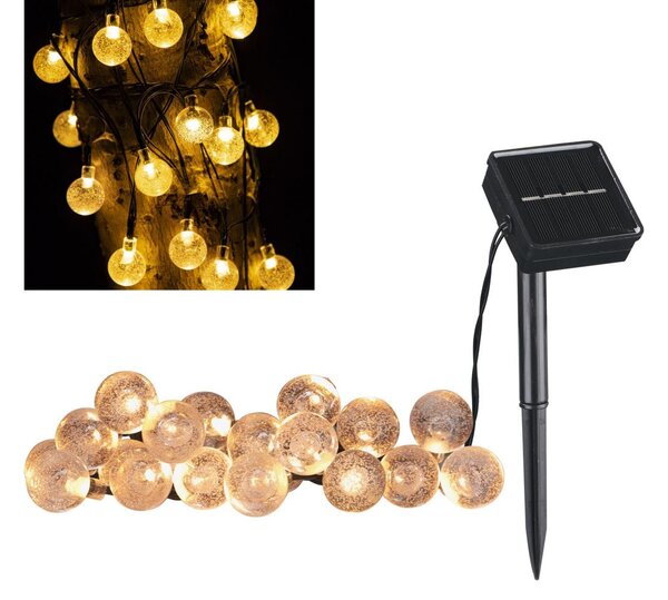 LED соларна декоративна верига BUBBLE GLASS 20 LED/8 функции 4,85 м 600 mAh IP44