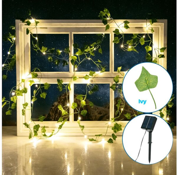 Aigostar - LED соларен гирлянд 100xLED/12м IP65 топла бяла ivy