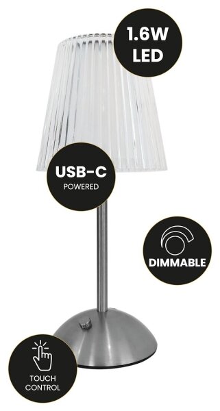 LED настолна лампа ELBA, 1,6W, 800 mAh, мат хром, с докосване