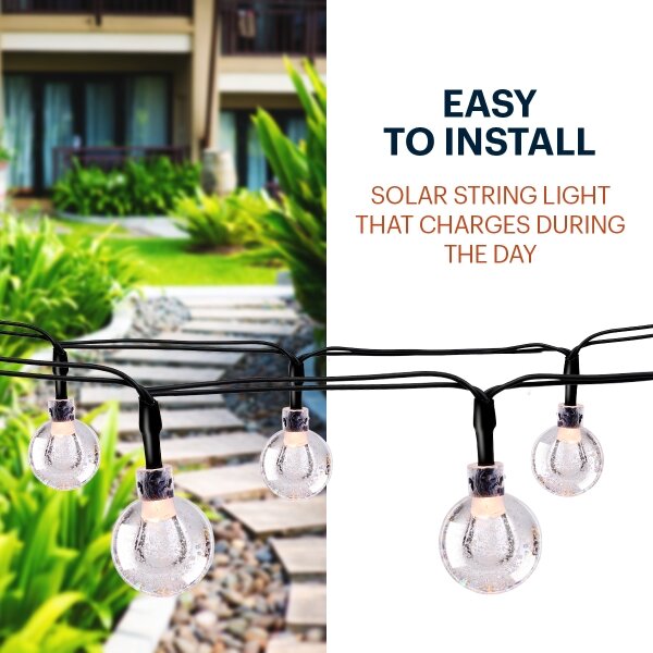 Grundig - LED соларен гирлянд 50 LED, 8 функции, 6,9 м, топла бяла, 600 mAh