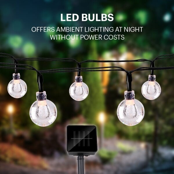 Grundig - LED соларен гирлянд 50 LED, 8 функции, 6,9 м, топла бяла, 600 mAh