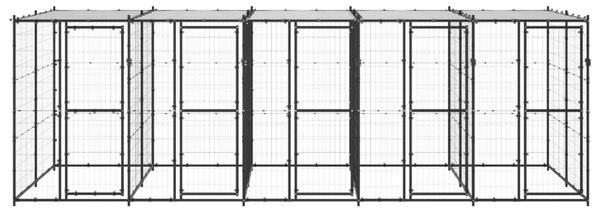 VidaXL Външна стоманена клетка за кучета с покрив 12,1 m²