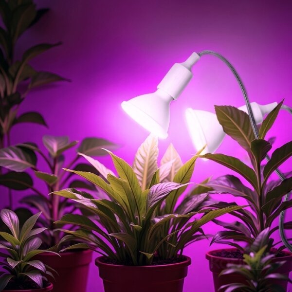 Гъвкава настолна лампа с клипс PLANTY 2xE27/30W/230V бяла за растения