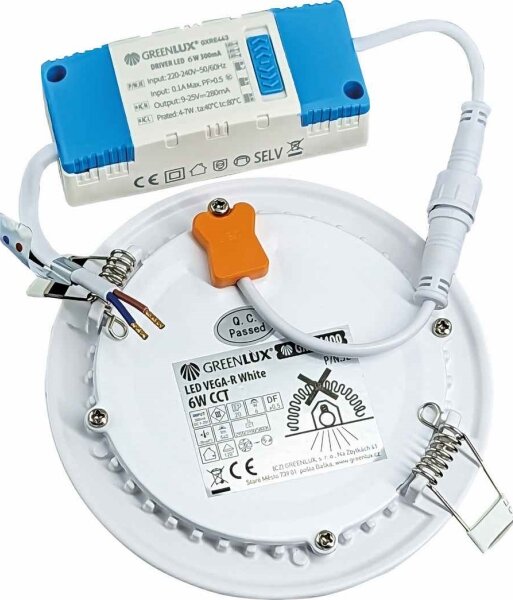 LED Лампа за окачен таван VEGA LED/6W/230V 2900/3900/5800K Ø 12,5 см бял