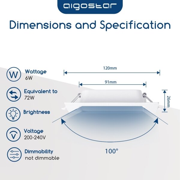 Aigostar - LED вградено осветително тяло LED/6W/230V 4000K 12x12 cm бяло