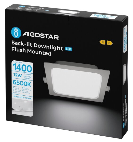 Aigostar - Вградено LED осветително тяло LED/12W/230V 6500K 17,5x17,5 cm бяло