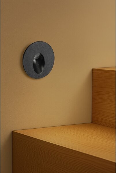 Brilagi - Външно вградено LED осветително тяло STAIRDOT, 2W/230V, черно, IP65, кръгло