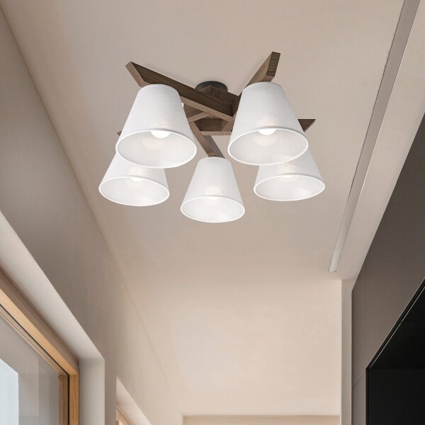 Brilagi - LED плафониера ANTHONY 5xE14/40W/230V дъб/орех/бяла