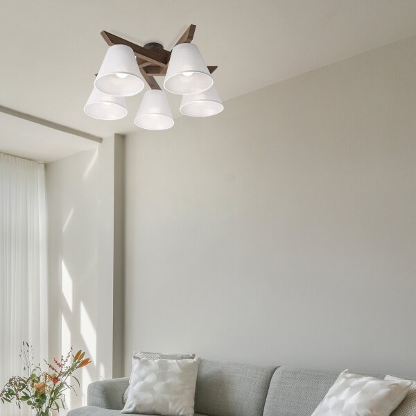 Brilagi - LED плафониера ANTHONY 5xE14/40W/230V дъб/орех/бяла