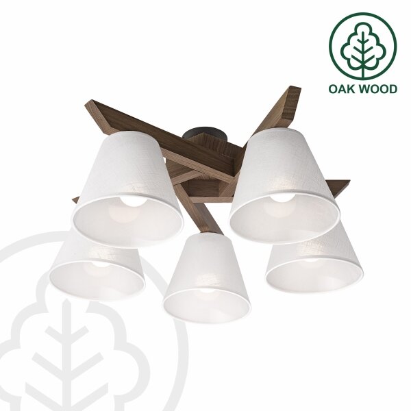 Brilagi - LED плафониера ANTHONY 5xE14/40W/230V дъб/орех/бяла