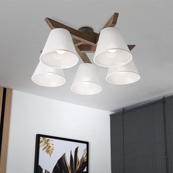 Brilagi - LED плафониера ANTHONY 5xE14/40W/230V дъб/орех/бяла