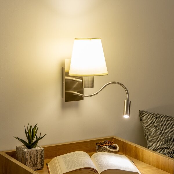 Brilagi -LED Гъвкав аплик NUBILA 1xE27/25W/230V+LED/3W матов хром/кремав