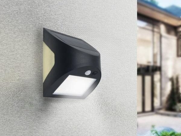 LED соларно стеново осветително тяло със сензор LED/3W/3,7V 1200 mAh IP54 черно
