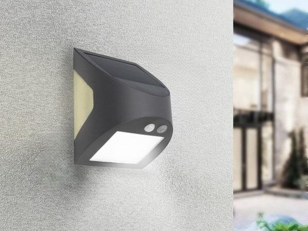 Соларен LED стенен аплик със сензор LED/3W/3,7V 1200 mAh IP54 антрацит