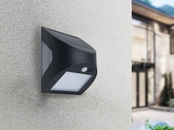 LED соларно стеново осветително тяло със сензор LED/3W/3,7V 1200 mAh IP54 черно
