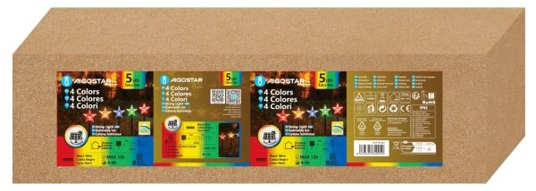 Aigostar - LED RGBY Соларно коледно осветление LED/1,2V/8 функции 1m IP65 800mAh звезди