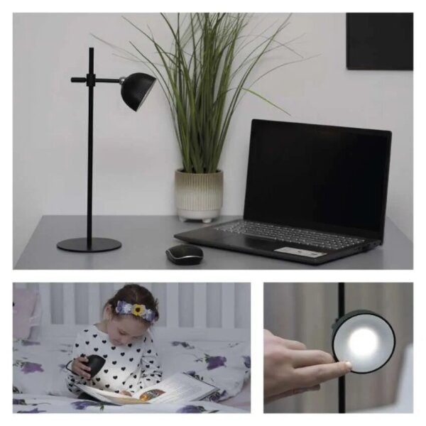 LED регулируема магнитна настолна лампа 4в1, 4,2W, 4000K, черна