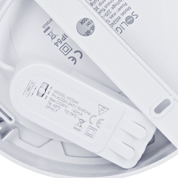 Solight WD240-S - LED панел 2в1 LED/12W/230V 3000/4000/6000K пр.17см IP54 сребрист