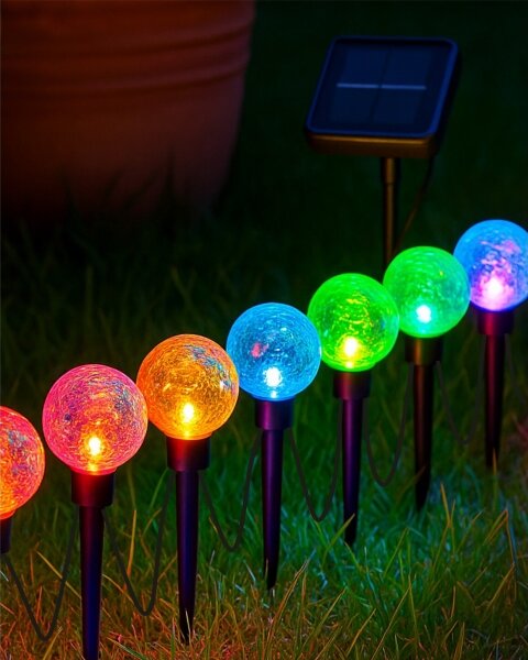 LED RGB соларна лампа 10xLED/1,2V 300 mAh IP44 черна