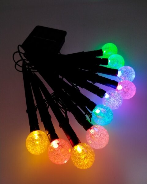 LED RGB соларна лампа 10xLED/1,2V 300 mAh IP44 черна