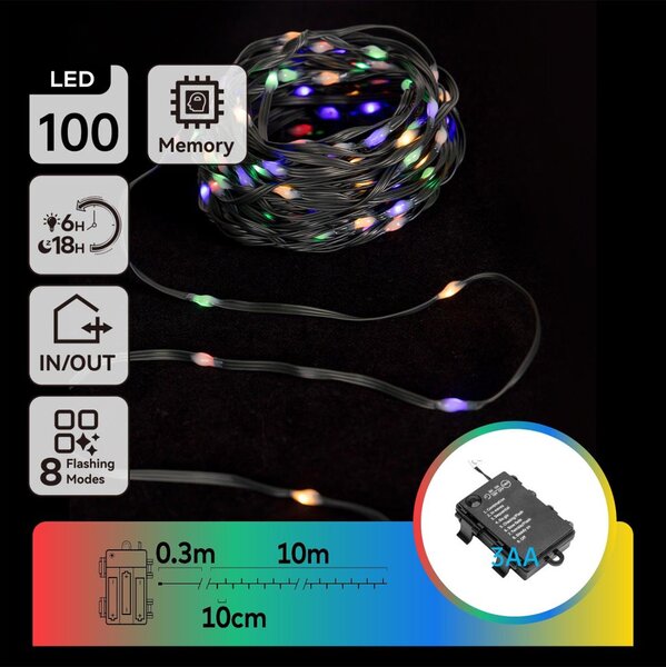 Aigostar LED външен коледен гирлянд 100 LED, 8 функции, 10,3 м, IP44
