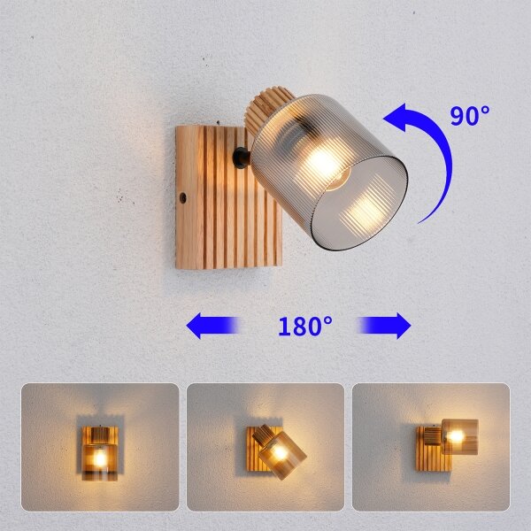 Brilagi - Стенно точково осветително тяло HYGGE 1xE14/15W/230V дърво/димно