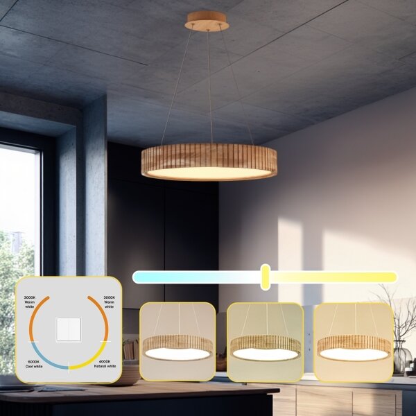Brilagi - LED полилей на кабел FALCON WOOD MODERN LED/30W/230V, Ø 45 см, дърво