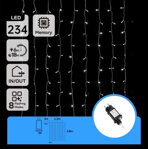 Aigostar - LED външна коледна гирлянда 234xLED/3,6W/230V 1,2x1,8m IP44 студено бяло