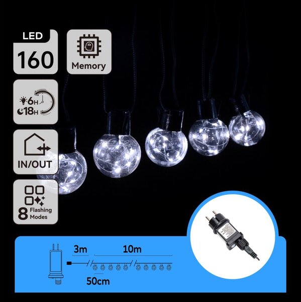 Aigostar - LED Външен декоративен гирлянд 160xLED/3,6W/230V 10m IP44 студено бял