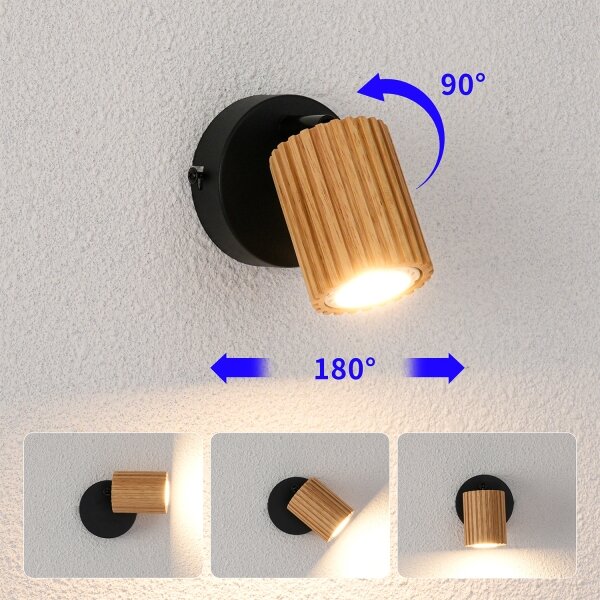 Brilagi - Стенно точково осветително тяло MODERN WOOD 1xGU10/8W/230V дърво/черно